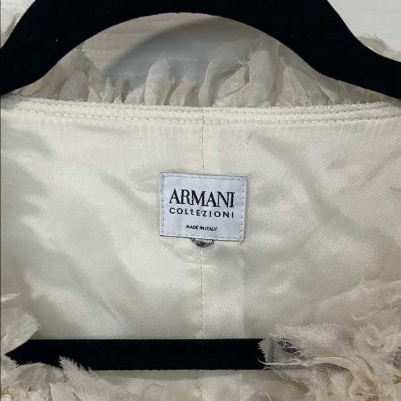 Armani Collezioni Ivory Textured Jacket with Fringe - Picture 2 of 5